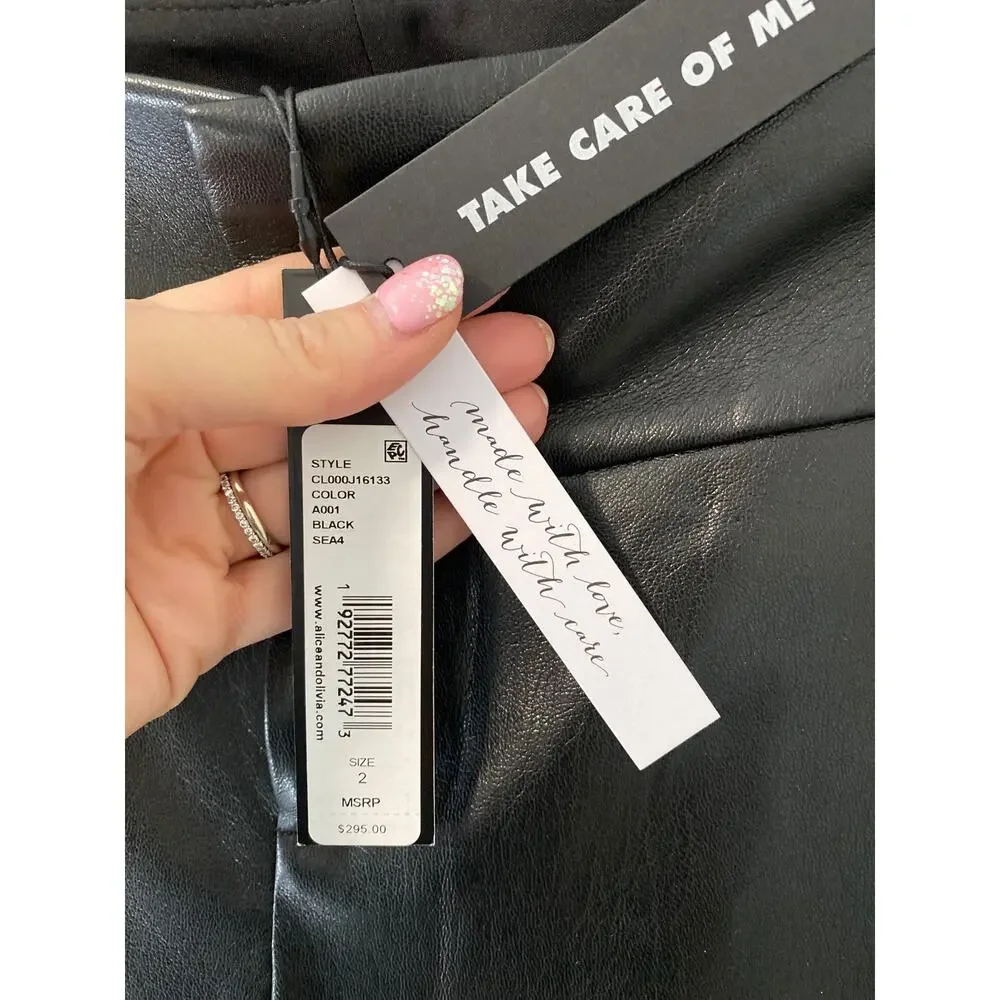 New Alice + Olivia Women's Leather Flare Pants Size 2 - Picture 2 of 4